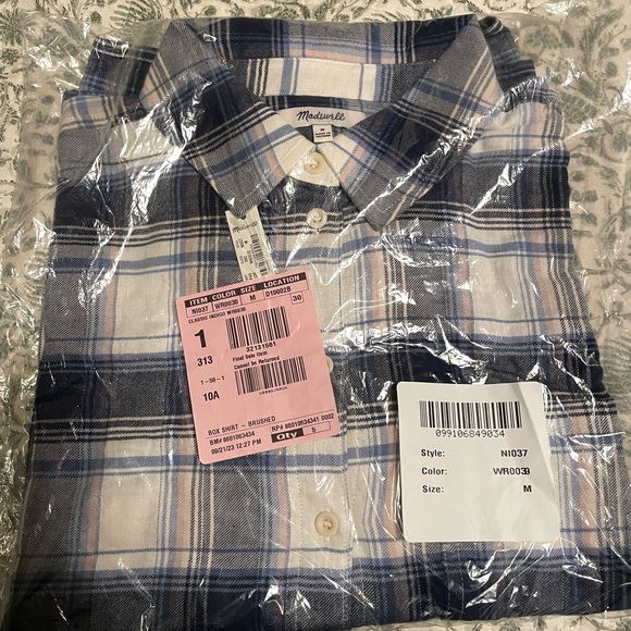 NWT Madewell Flannel Long-Sleeve Shirt in Herringbone - M (other sizes for sale) - Picture 3 of 3